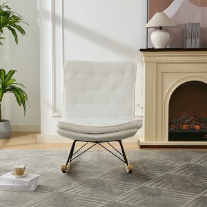 CAVINAS Accent Chair Rocking Chair with Wide Backrest Comfortable Lounge Chair with Seat Wood Base - 1 of 4