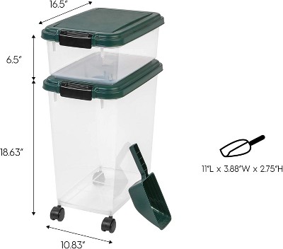 Green Airtight Plastic Pet Food Storage Container Combo with Scoop