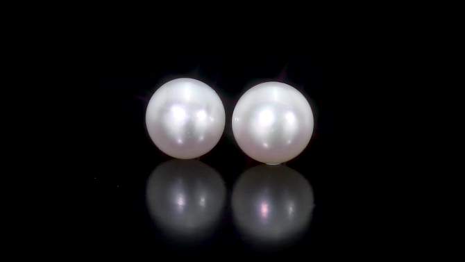 Women&#39;s Freshwater Pearl Button Stud Earrings - White, 2 of 4, play video