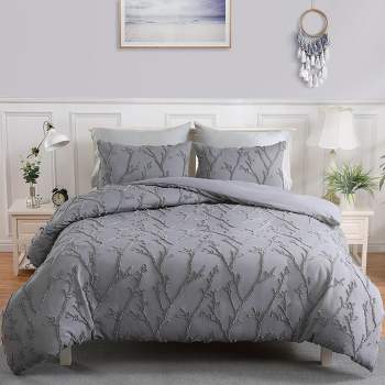 Shabby Chic Branches Tufted Embroidery Duvet Cover Set