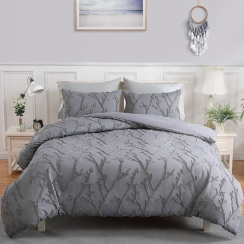 Floral embroidery duvet cover set