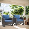 POCASSY Outdoor Wicker Armrest Chairs Set of 2, Brown Wicker Rattan Patio Chairs with Square Armrest and Metal Leg, Patio Furniture Chairs for Porch - 2 of 4