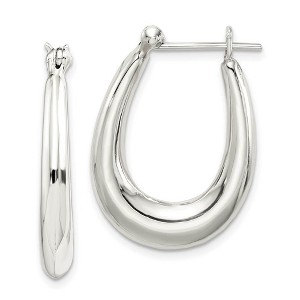Black Bow Jewelry Elegantly Polished Puffed Oval Hoop Earrings in Sterling Silver - 1 in - 1 of 4
