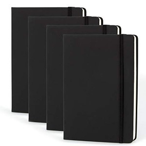 Simply Genius A5 Dotted Notebooks for Work, Travel, Business - Hardcover Journals for Writing - 192 pages, 5.7" x 8.4" (Black, 4 Pack) - 1 of 4