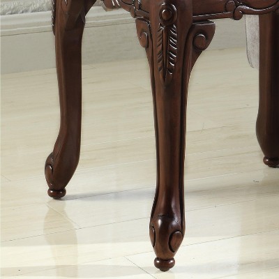 Traditional Dark Cherry Wood End Table with Ornate Detailing
