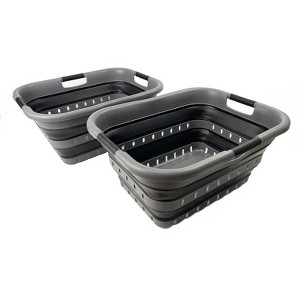 SAMMART 41L (10.8 gallon) Set of 2 Collapsible Plastic Laundry Basket with 3 Handles - 1 of 4