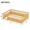 SEVOBAL Kids Bedroom Twin Floor Bed Frame With Fence Montessori Wooden Design No Box Spring Needed for Bedroom Playroom, Brown, 78.94"*13.78"*6.5" - 3 of 4