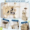 67" Tall Cat Tree Tower with Litter Box Enclosure, Rattan Nest & Condo, Modern Wood Design - 2 of 4