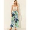 Allegra K Women's Tropical Floral Casual Elastic Waist Wide Leg Palazzo Pants - 3 of 4