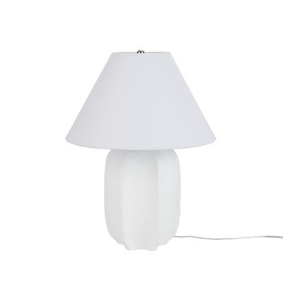 25" White Textured Ceramic Plaster Table Lamp