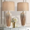 Possini Euro Design Loren 28 1/4" Tall Modern End Table Lamps Set of 2 Ivory Handcrafted Brown Ceramic Living Room Bedroom Bedside Nightstand House - 2 of 4