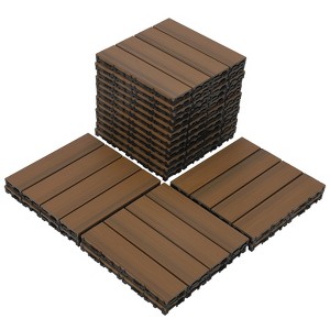 18PCS Interlocking Deck Tiles, Plastic Outdoor Flooring, Waterproof Patio Flooring Decking for Patio Garden Poolside, 12in x 12in - 1 of 4