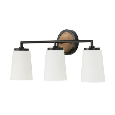 Capital Lighting Jonah 3 - Light Vanity in  Light Wood/Matte Black