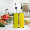 Cheer Collection 2-Pack Glass Olive Oil Dispensers with Funnel, Pour Spouts, Labels & Brush – 17oz Each Bottle - 2 of 4
