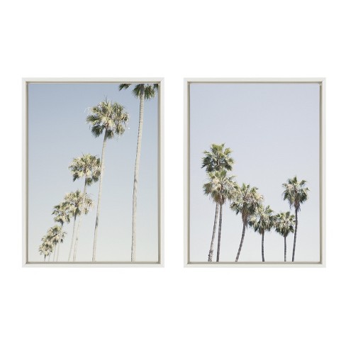 Kate And Laurel Sylvie Palm Tree Row And La Summer Framed Canvas By ...