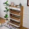 32.6" Two-Drawer Three-Fold Door Shoe Cabinet, Multi-Tier Large Storage Shoe Rack with Top Shelf-- Frevyn - 3 of 4