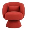 CAVINAS Faux Fur Upholstered Swivel Accent Chair with Wooden Base,Modern Round Barrel Chair,Armchair for Bedroom,Reading Room,Orange - 4 of 4