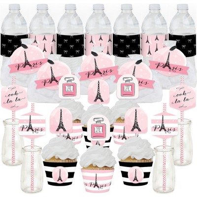 Big Dot of Happiness Paris, Ooh La La Baby Shower Birthday Water Bottle  Sticker Labels 20 Ct, 20 Count - Baker's