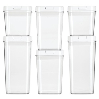 mDesign Airtight Food Storage Container with Lid for Kitchen, Set of 6 - Clear