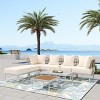Coolbibila-8-Piece Patio Sectional Sofa Set With Tempered Glass Coffee Table And Wooden Coffee Table, Garden Sofa Set With Removable Cushion - 3 of 4