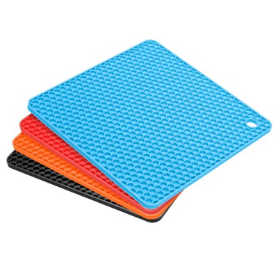 Unique Bargains Silicone Heat Resistant Trivet Mats 4 Pcs