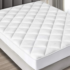 Cotton Sateen Luxury Mattress Pad - Soft & Comfortable  Alternative Down Filling - 300 Thread Count - 1 of 4