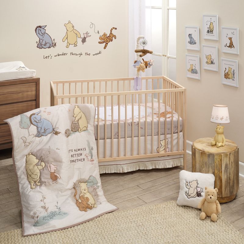Lambs & Ivy Disney Baby Pooh Bear & Pals Cotton 3Piece Nursery Crib Bedding Set, 1 of 11