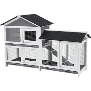 Acekool 63" Bunny Hutch - Waterproof Roof with 3 Trays & 2 Levels - 1 of 4