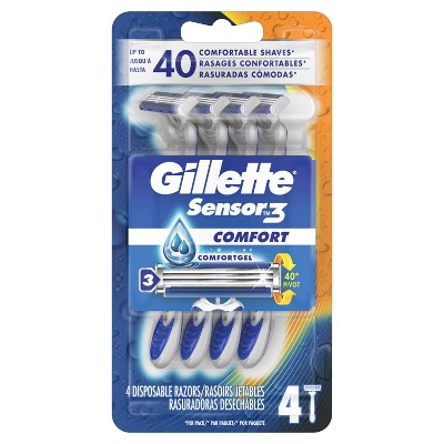 Gillette Sensor3 Comfort Men's Disposable Razors - 4ct