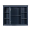 35'' x 27.5'' Medicine Cabinet, Wall Mounted Bathroom Storage Cabinet, Modern Bathroom Wall Cabinet with Mirror, with 6 Open Shelves Blue - 4 of 4