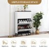 Modern White Shoe Storage Cabinet with 3 Flip Drawers, Slim Wooden Shoe Organizer, Space-Saving Entryway Cabinet for Hallways, Closets, Apartments, - 4 of 4
