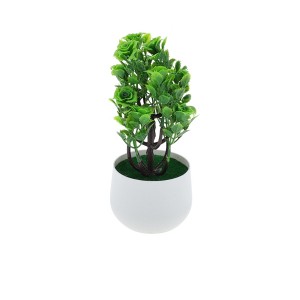 Unique Bargains Tree Artificial 12-Piece Tree Rose Arrangement Plastic 3.54"x3.54"x9.06" 1 Pcs - 1 of 4