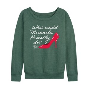 Women's - The Devil Wears Prada - What Would Miranda Do Lightweight French Terry Wide Neck Long Sleeve Shirt - 1 of 4