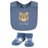 Hudson Baby Infant Boy Cotton Bib and Sock Set, Little Bear, One Size - 3 of 4