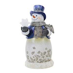 Roman 7.5 Inch Snowman In Navy Winter Christmas Snowman Figurines - 1 of 3