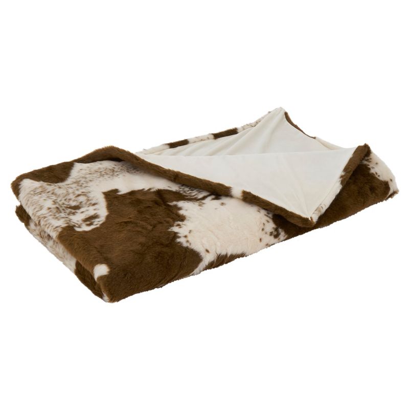 Saro Lifestyle Faux Fur Cow Hide Throw, 50x60 inches, Brown, 3 of 5