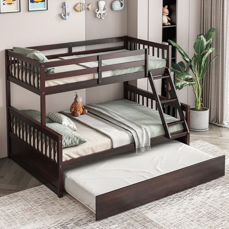 Tangkula Twin Over Full Bunk Bed with Twin Trundle Convertible Platform Bed, 2 of 11