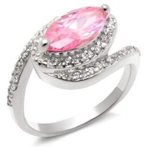 Slickblue Stylish Sterling Silver Women's Ring with Rose CZ, Halo Marquise Design, Perfect for Engagement, Size 5-10 - 1 of 3