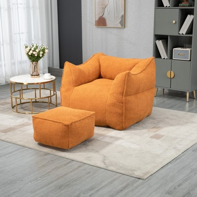 LOVMOR Bean Bag Chair with Memory Foam Fill & Footstool, Modern Durable Comfort Lazy Sofa, Sitting Chair for Living Room, Bedroom, Indoor Furniture