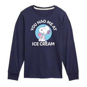 Boys' - Peanuts - You Had Me At Ice Cream Long Sleeve Graphic T-Shirt - 1 of 4