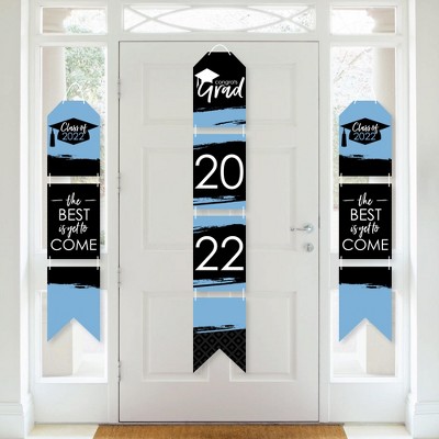 Big Dot of Happiness Light Blue Grad - Best is Yet to Come - Hanging Vertical Paper Door Banners - 2022 Grad Party Wall Decor Kit- Indoor Door Decor