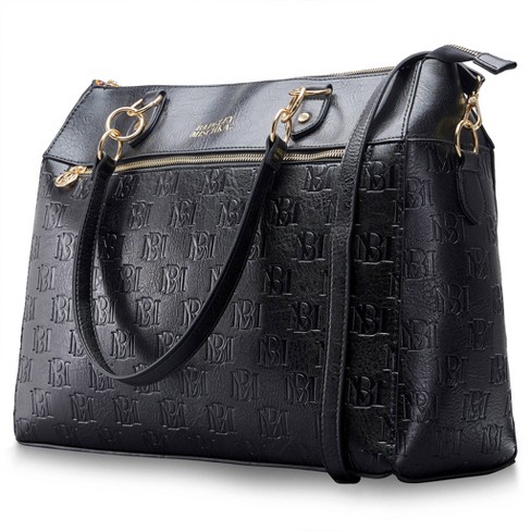 BADGLEY MISCHKA Quilted Vegan Leather Weekender Tote Bag (Black