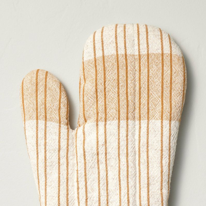 Offset Plaid Stripe Oven Mitt Tan/Natural - Hearth &#38; Hand&#8482; with Magnolia, 4 of 5