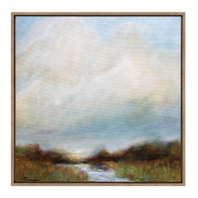 30" x 30" Gold Framed Tranquil Landscape Canvas Print