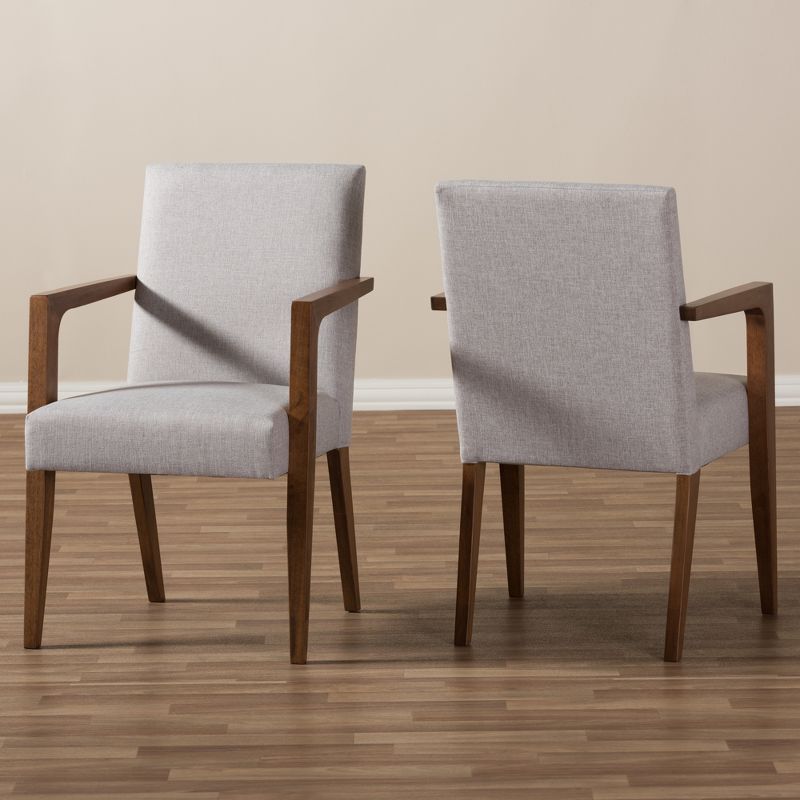 Set of 2 Andrea Mid - Century Modern Upholstered Wooden Armchair - Grayish Beige - Baxton Studio, 6 of 8