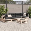 vidaXL Garden Patio Sofa Set - 5 Piece Pine Wood Outdoor Furniture for Terrace, Backyard - Brown Natural - Modular Design, Ventilated Slats - 3 of 4