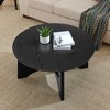 36'' Round Coffee Table, Wooden Coffee Table with Cross Legs, Center Sofa Table, Cocktail Table for Small Spaces, Accent Table for Living Room Office - 2 of 4