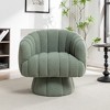 SEYNAR Modern Teddy Upholstered Fabric Round 360 Degree Swivel Accent Chair - 2 of 4