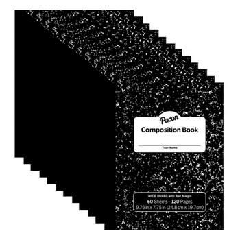 Pacon® Composition Book, Black Marble, 3/8" Ruled w/Margin, 9-3/4" x 7-3/4", 60 Sheets, Pack of 12
