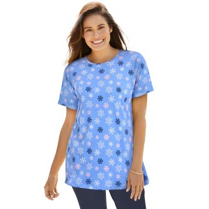 Woman Within Perfect Printed Short-Sleeve Crewneck Tee - 1 of 4